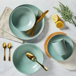Dunelm Stoneware Seafoam Blue Matte 12 Piece Dinner Set 7 Dunelm Stoneware Seafoam Blue Matte 12 Piece Dinner Set -Dune Room Furniture Shop 1000150783 alt02