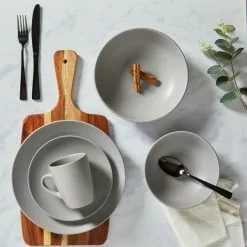 Dunelm Stoneware Grey Matte 12 Piece Dinner Set 7 Dunelm Stoneware Grey Matte 12 Piece Dinner Set -Dune Room Furniture Shop 1000150784 alt02