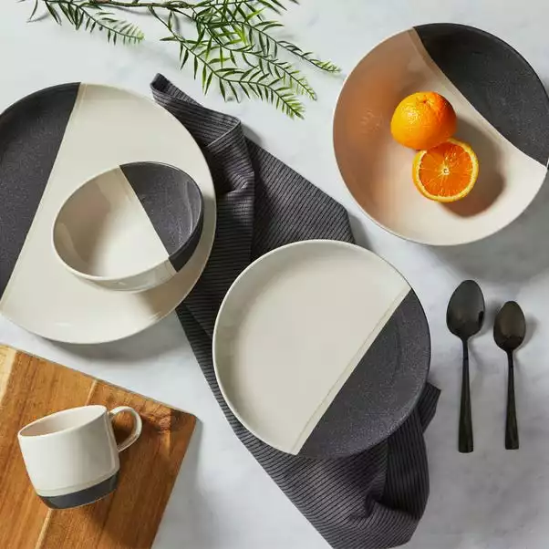 Dunelm Elements Dipped Charcoal 12 Piece Dinner Set 6 Dunelm Elements Dipped Charcoal 12 Piece Dinner Set - Image 4