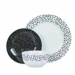 Dunelm Dottie Black 12 Piece Dinner Set 8 Dunelm Dottie Black 12 Piece Dinner Set -Dune Room Furniture Shop 1000167957 alt01