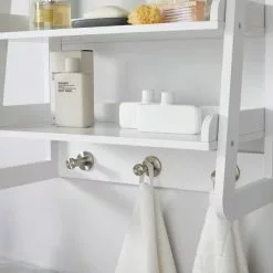 Lloyd Pascal Jasper White Wall Mounted Shelves With Chrome Hooks -Dune Room Furniture Shop 1000182100 alt04