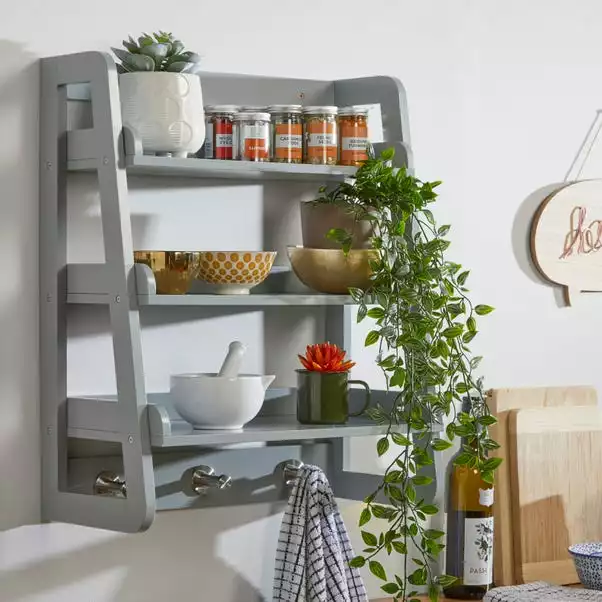 Lloyd Pascal Jasper Grey Wall Mounted Shelves With Chrome Hooks 4 Lloyd Pascal Jasper Grey Wall Mounted Shelves With Chrome Hooks - Image 2