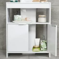 Lloyd Pascal Jaxon White Under Sink Unit With Open Shelf 10 Lloyd Pascal Jaxon White Under Sink Unit With Open Shelf -Dune Room Furniture Shop 1000182103 alt02