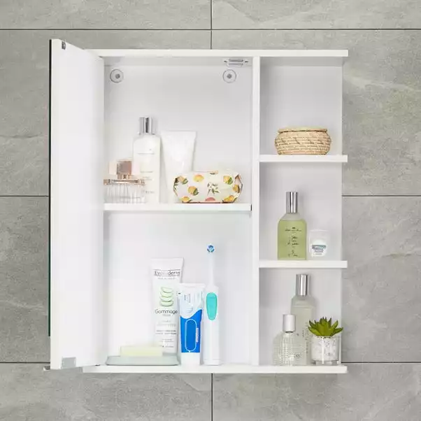 Lloyd Pascal Jaxon White Single Door Wall Cabinet With Open Shelves 4 Lloyd Pascal Jaxon White Single Door Wall Cabinet With Open Shelves - Image 2