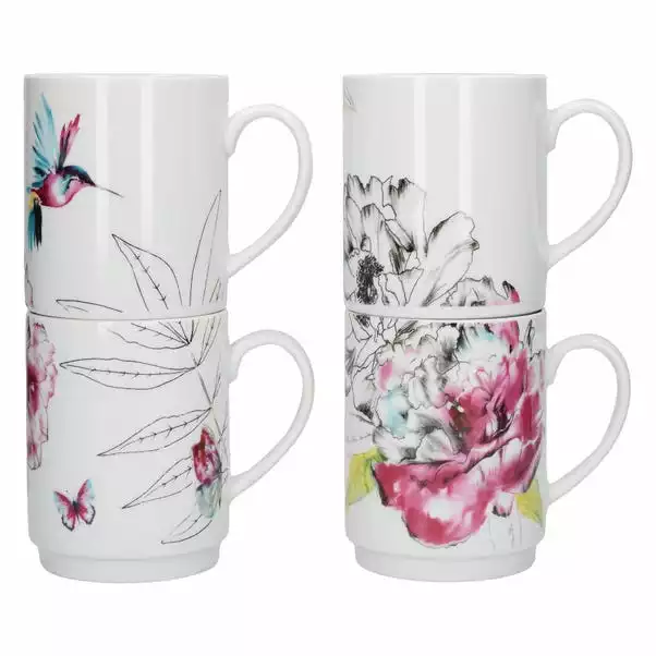 Dunelm Set Of 4 Heavenly Hummingbird Stackable Mugs 3 Dunelm Set Of 4 Heavenly Hummingbird Stackable Mugs