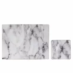Dunelm Set Of 4 White Marble Effect Placemats & Coasters