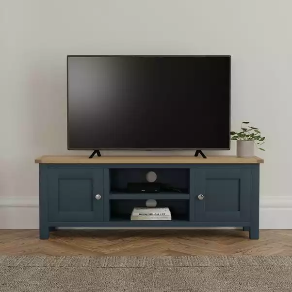 Dunelm Bromley Blue Wide TV Stand 3 Dunelm Bromley Blue Wide TV Stand
