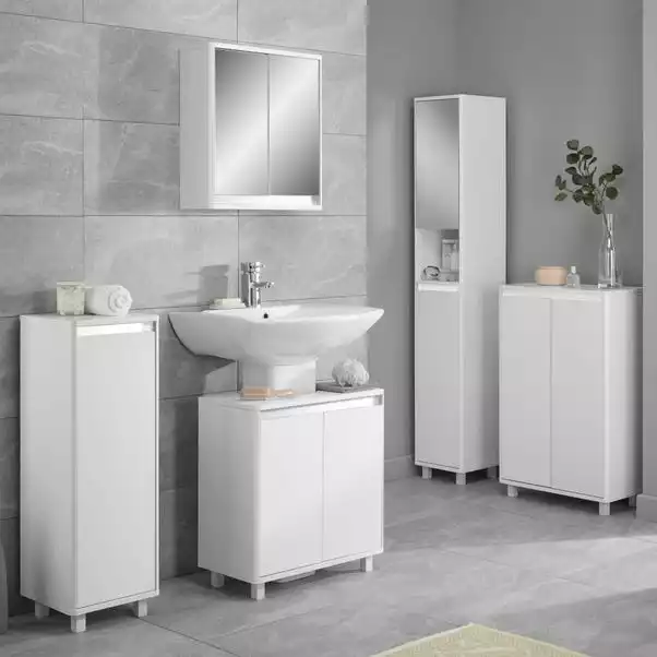 Lloyd Pascal Vienna White Single Door Floor Cabinet With Reversible 4 In 1 Colour Bar 5 Lloyd Pascal Vienna White Single Door Floor Cabinet With Reversible 4 In 1 Colour Bar - Image 3