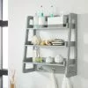 Lloyd Pascal Jasper Grey Wall Mounted Shelves With Chrome Hooks