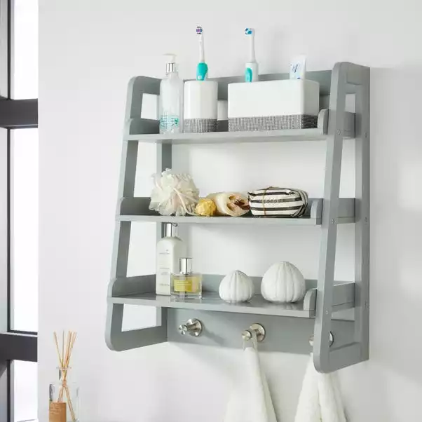 Lloyd Pascal Jasper Grey Wall Mounted Shelves With Chrome Hooks 3 Lloyd Pascal Jasper Grey Wall Mounted Shelves With Chrome Hooks