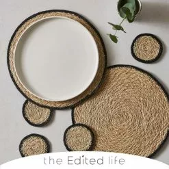 The Edited Life Set Of 2 Black Grass Braid Placemats