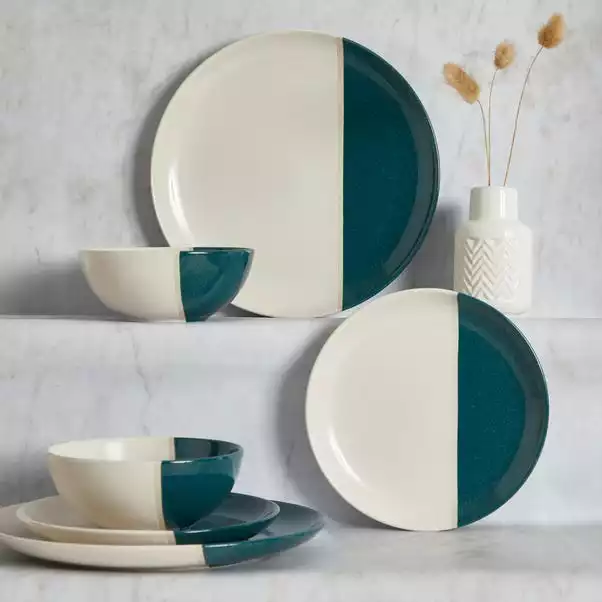 Dunelm Elements Dipped Teal 12 Piece Dinner Set 3 Dunelm Elements Dipped Teal 12 Piece Dinner Set