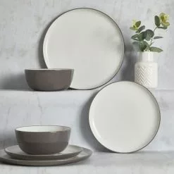Dunelm Arvo Grey 12 Piece Dinner Set