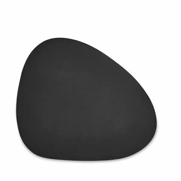 Hotel Set Of 2 Black Faux Leather Pebble Placemats 4 Hotel Set Of 2 Black Faux Leather Pebble Placemats - Image 2