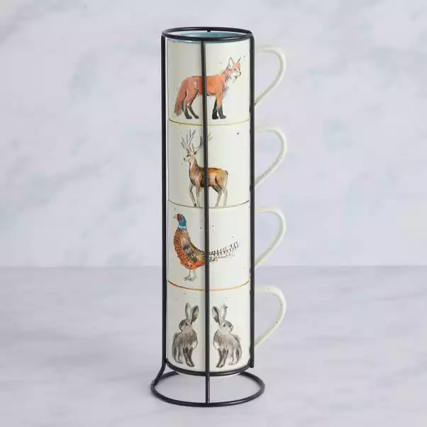 Dunelm Set Of 4 Woodland Stackable Mugs 5 Dunelm Set Of 4 Woodland Stackable Mugs - Image 3