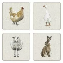 Dunelm Set Of 4 Homestead Cork Back Coasters