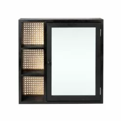 Dunelm French Cane Black Mirror Cabinet -Dune Room Furniture Shop 30747349 alt01