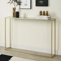 Dunelm Sullivan Gold Marble Effect Wide Slim Console