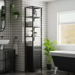 Dunelm Stannis Reeded Glass Tall Cabinet