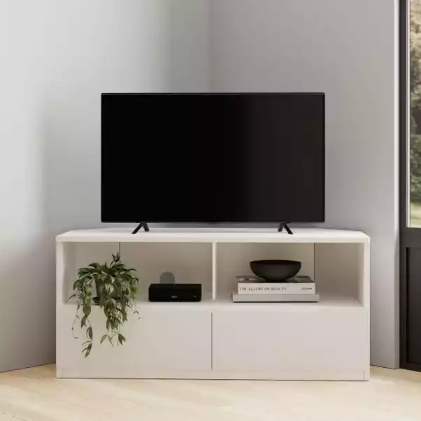 Dunelm Larson Corner TV Unit White 3 Dunelm Larson Corner TV Unit White