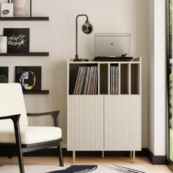 Dunelm Georgi Vinyl Cabinet Natural