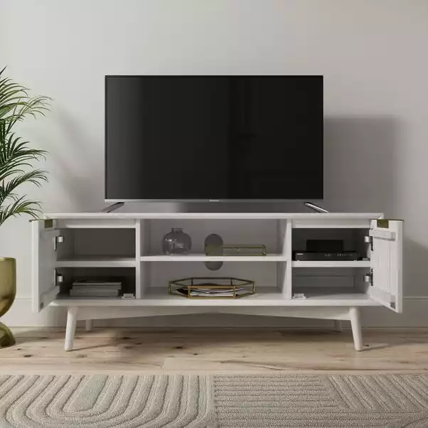 Dunelm Neena TV Unit, White Wash Acacia Wood 5 Dunelm Neena TV Unit, White Wash Acacia Wood - Image 3