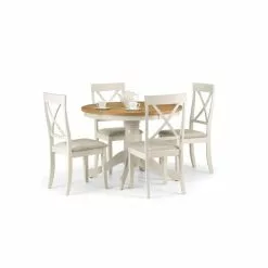 Julian Bowen Davenport Round Pedestal Dining Table With 4 Dining Chairs 9 Julian Bowen Davenport Round Pedestal Dining Table With 4 Dining Chairs -Dune Room Furniture Shop 30794219 alt03