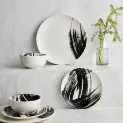 Dunelm Abstract Brushstroke 12 Piece Dinner Set