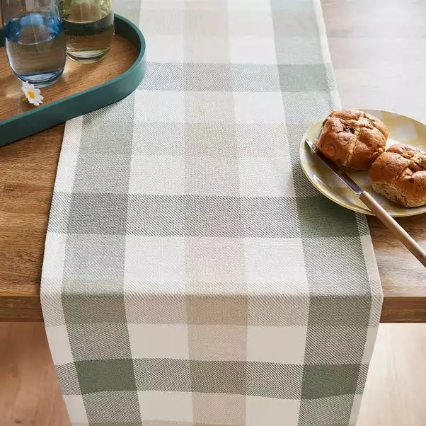 Dunelm Large Sage Woven Check Table Runner 3 Dunelm Large Sage Woven Check Table Runner