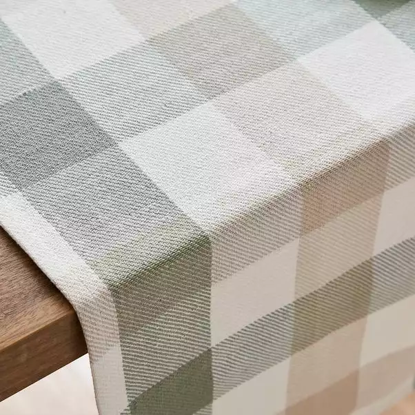 Dunelm Large Sage Woven Check Table Runner 4 Dunelm Large Sage Woven Check Table Runner - Image 2
