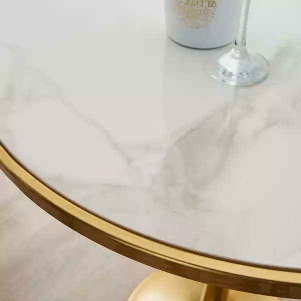 Dunelm Silas White Faux Marble Bar Table Gold 4 Dunelm Silas White Faux Marble Bar Table Gold - Image 2