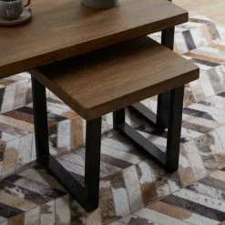 Dunelm Freddie Rustic Wood Effect Nest Coffee Table -Dune Room Furniture Shop 30809245 alt01