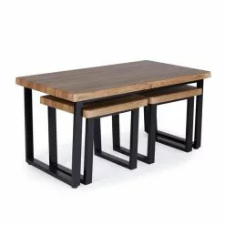 Dunelm Freddie Rustic Wood Effect Nest Coffee Table -Dune Room Furniture Shop 30809245 alt02