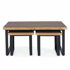Dunelm Freddie Rustic Wood Effect Nest Coffee Table -Dune Room Furniture Shop 30809245 alt04