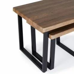 Dunelm Freddie Rustic Wood Effect Nest Coffee Table -Dune Room Furniture Shop 30809245 alt05