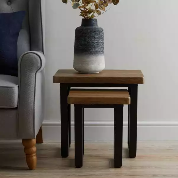 Dunelm Freddie Rustic Wood Effect Nest Of Tables 3 Dunelm Freddie Rustic Wood Effect Nest Of Tables