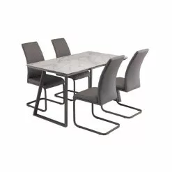 Dunelm Alden Rectangular 4 Seater Dining Table Marble Effect Glass -Dune Room Furniture Shop 30816915 alt02