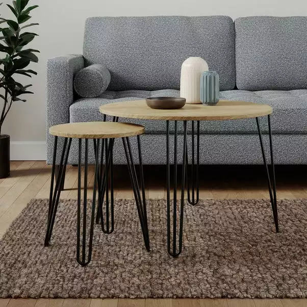 Dunelm Bella Coffee Nest Set Oak Effect 3 Dunelm Bella Coffee Nest Set Oak Effect