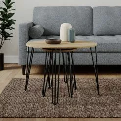 Dunelm Bella Coffee Nest Set Oak Effect 9 Dunelm Bella Coffee Nest Set Oak Effect -Dune Room Furniture Shop 30817122 alt01