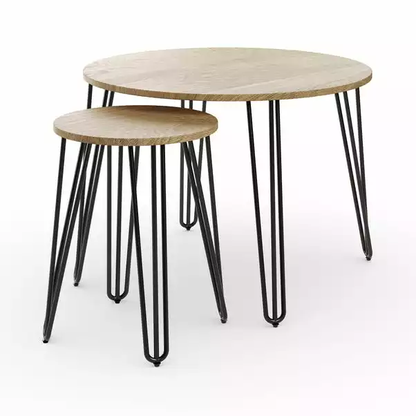 Dunelm Bella Coffee Nest Set Oak Effect 7 Dunelm Bella Coffee Nest Set Oak Effect - Image 5